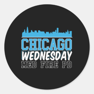 Chicago Wednesday Med Fire Pd Chicago Skyline Classic Round Sticker