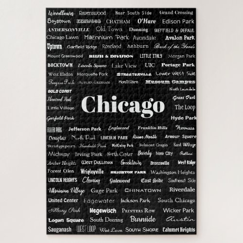 Chicago _ white on black jigsaw puzzle