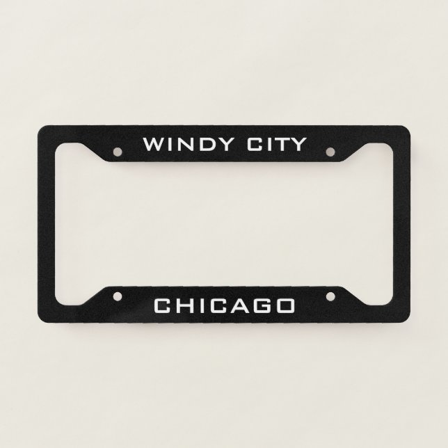 Chicago Windy City Black  License Plate Frame (Front)