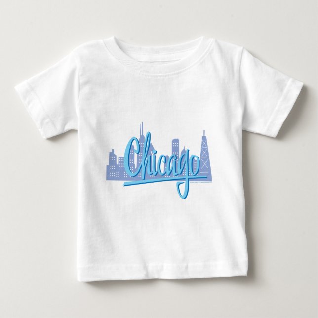 Chicago Windy City Skyline Baby T-Shirt (Front)