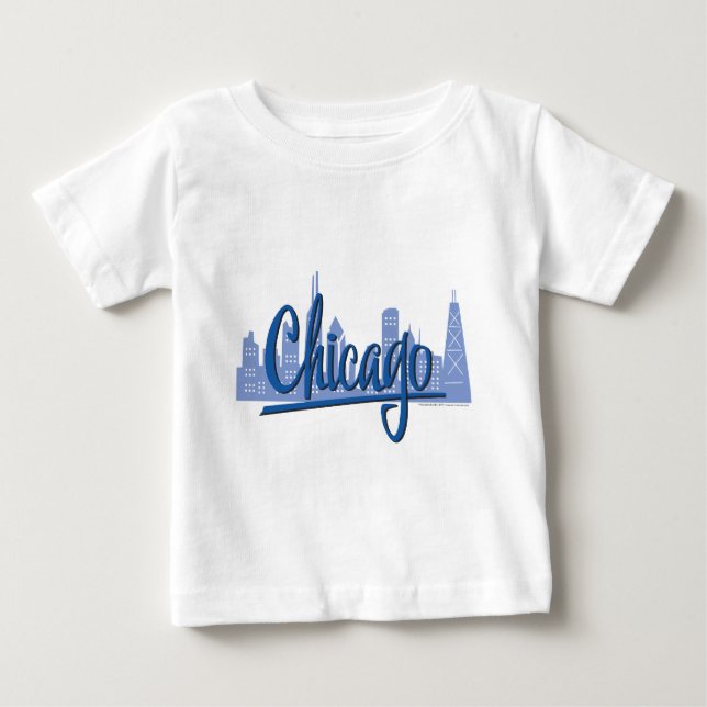Chicago Windy City Skyline Baby T-Shirt (Front)