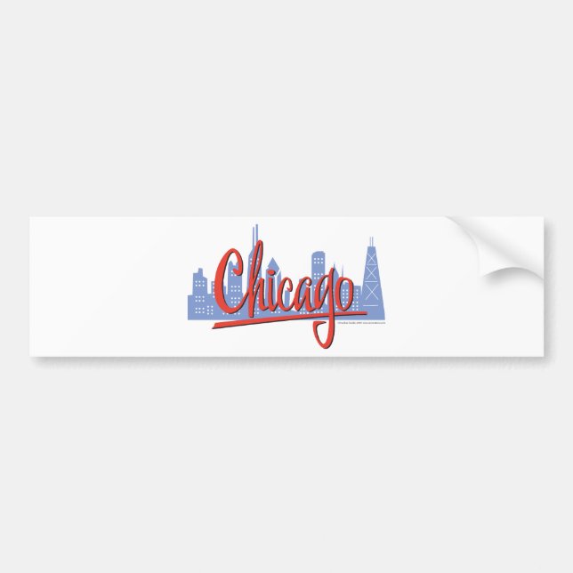 Chicago Windy City Skyline Bumper Sticker (Front)