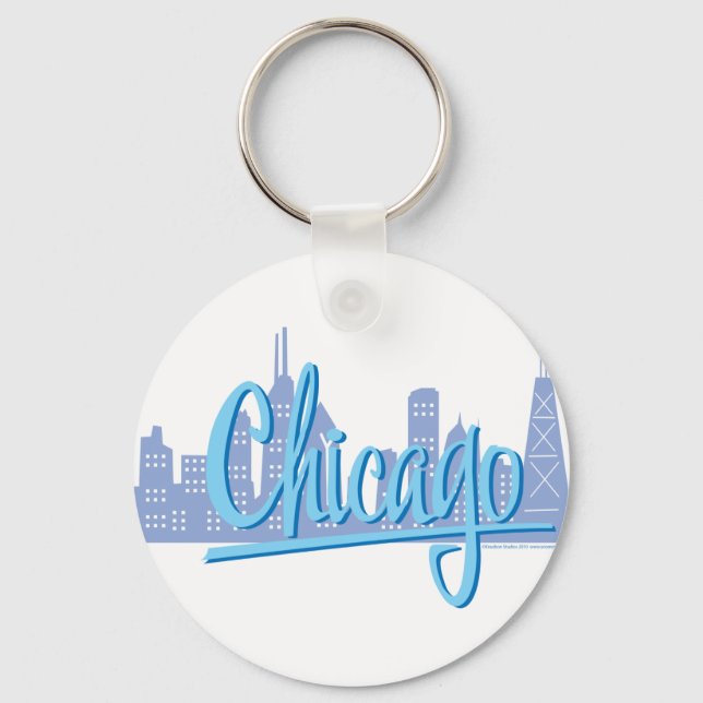 Chicago Windy City Skyline Keychain (Front)