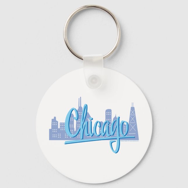 Chicago Windy City Skyline Keychain (Front)