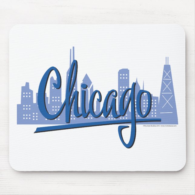 Chicago Windy City Skyline Mouse Pad (Front)