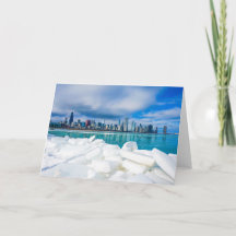 Chicago winter skyline greeting card
