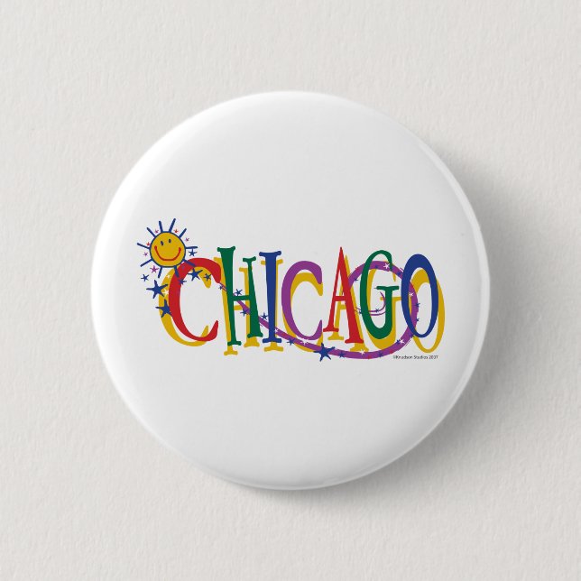 Chicago-With-SUn---KIDS Pinback Button (Front)