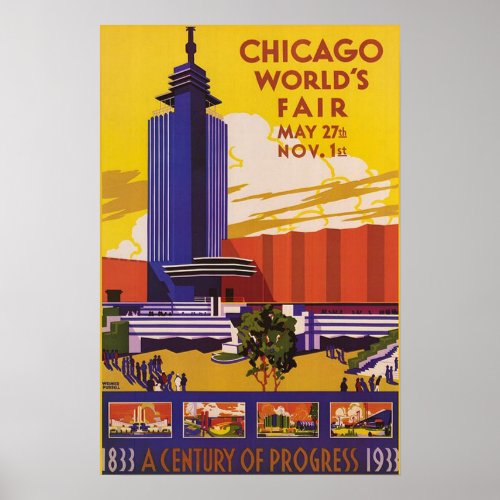 Chicago Worlds Fair 1933 Vintage Poster