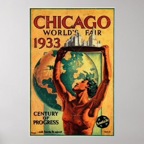 Chicago Worlds Fair 1933 Vintage Poster