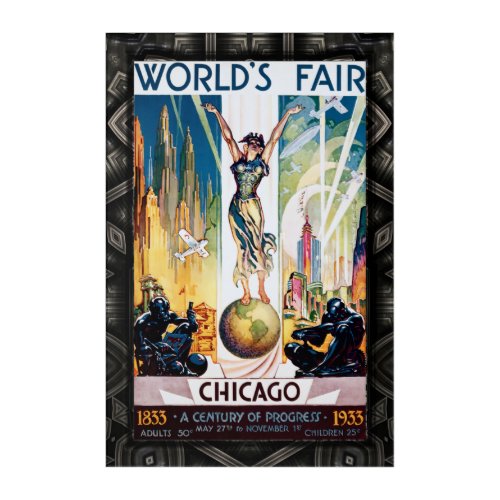 Chicago Worlds Fair 1933 Vintage Poster Acrylic Print