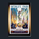 Chicago World's Fair 1933 - Vintage Retro Art Deco<br><div class="desc">Beautiful vintage retro Art Deco poster from the 1933 World’s Fair - A Century Of Progress,  showing woman standing on planet Earth among skylines,  airplanes & blimps.</div>