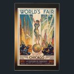 Chicago World's Fair 1933 - Vintage Retro Art Deco<br><div class="desc">Beautiful vintage retro Art Deco poster from the 1933 World’s Fair - A Century Of Progress,  showing woman standing on planet Earth among skylines,  airplanes & blimps.</div>