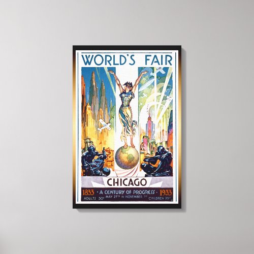 Chicago Worlds Fair 1933 _ Vintage Retro Art Deco Canvas Print