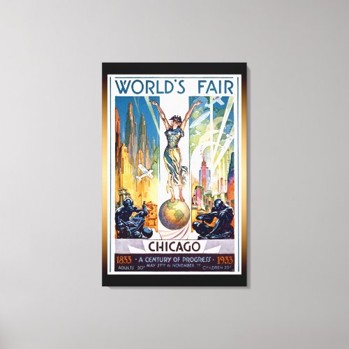 Chicago Worlds Fair 1933 _ Vintage Retro Art Deco Canvas Print