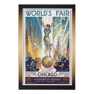 Chicago World's Fair 1933 - Vintage Retro Art Deco Faux Canvas Print