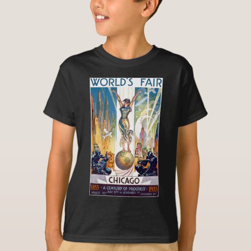 Chicago Worlds Fair 1933 _ Vintage Retro Art Deco T_Shirt