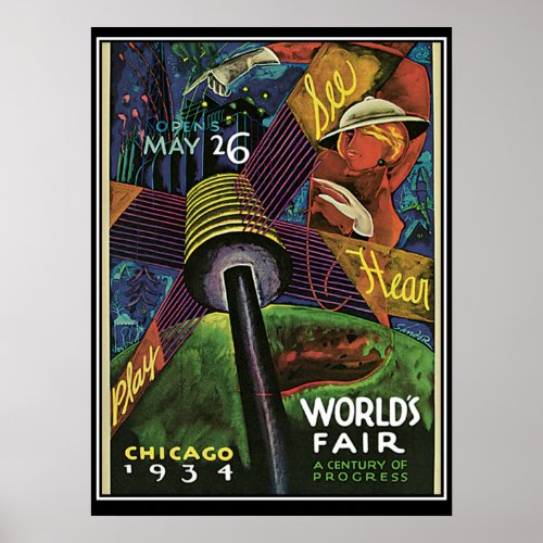 Chicago Worlds Fair 1934 Vintage Print
