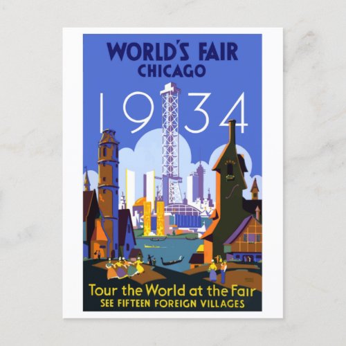 Chicago Worlds Fair 1934 Vintage Travel Postcard