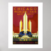 Chicago World's Fair Century Of Progress 1833-1933 Poster 