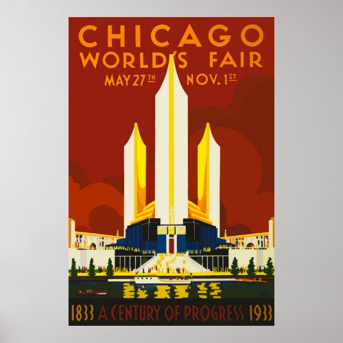 Chicago Worlds Fair Century of Progress 1933 Post Poster