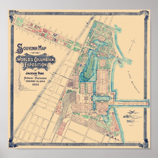 Chicago World's Fair - Columbian Exposition Map - Poster (Front)