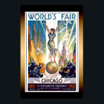 Chicago World's Fair Extra Large Poster<br><div class="desc">Vintage Chicago World’s Fair 1933 Retro Art Poster. Beautiful Art Deco poster from the 1933 World’s Fair - A Century Of Progress,  showing woman standing on planet Earth among skylines,  airplanes & blimps.</div>