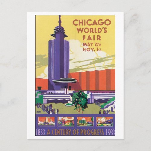 Chicago Worlds Fair Poster 1933 Postcard