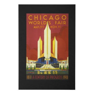 Chicago world's fair retro vintage poster faux canvas print