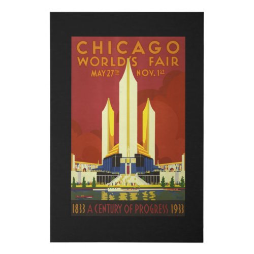 Chicago worlds fair retro vintage poster faux canvas print