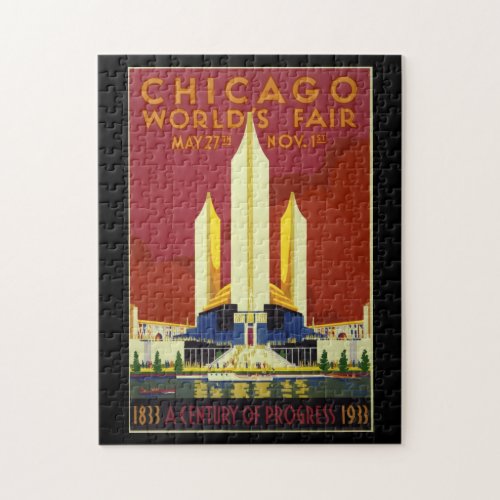 Chicago Worlds Fair Vintage Poster 1933 Jigsaw Puzzle