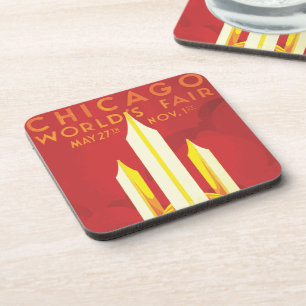 Chicago Worlds Fair Vintage Poster Drink Coaster