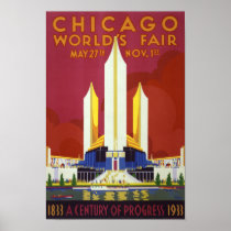 Chicago worlds fair Vintage Poster Restored