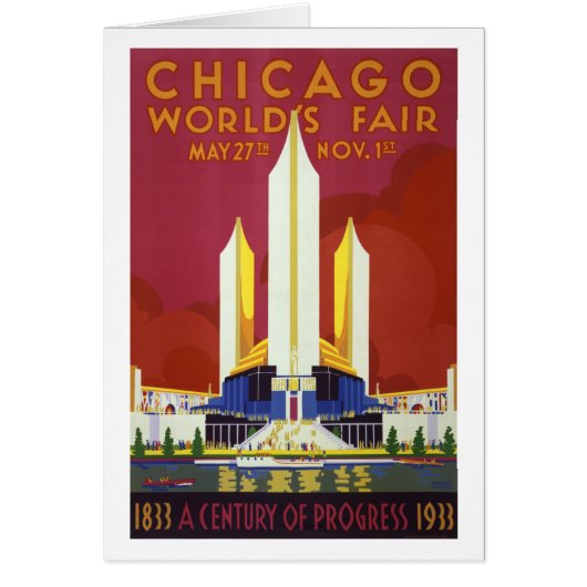 Chicago worlds fair Vintage Poster Restored Cards (Front)