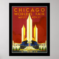 Chicago World's Fair Vintage Travel Poster