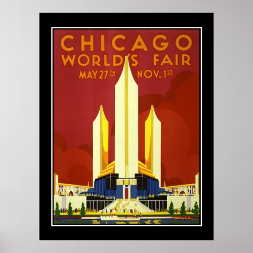 Chicago Worlds Fair Vintage Travel Poster