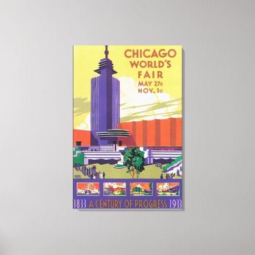 Chicago Worlds Fair Vintage Travel Poster Canvas Print