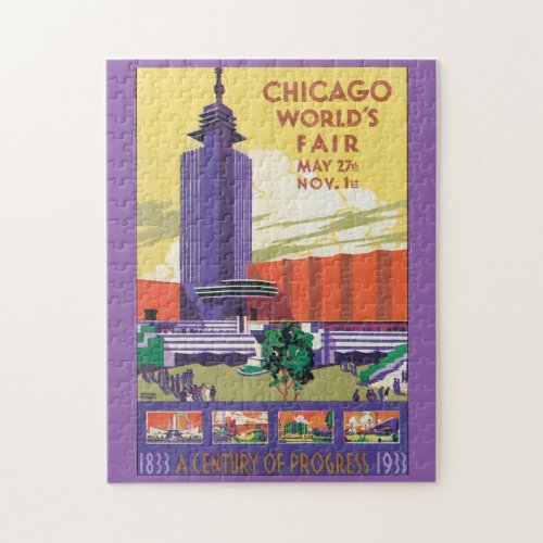Chicago Worlds Fair Vintage Travel Poster Jigsaw Puzzle