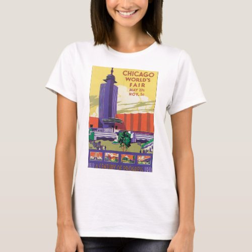 Chicago Worlds Fair Vintage Travel Poster T_Shirt