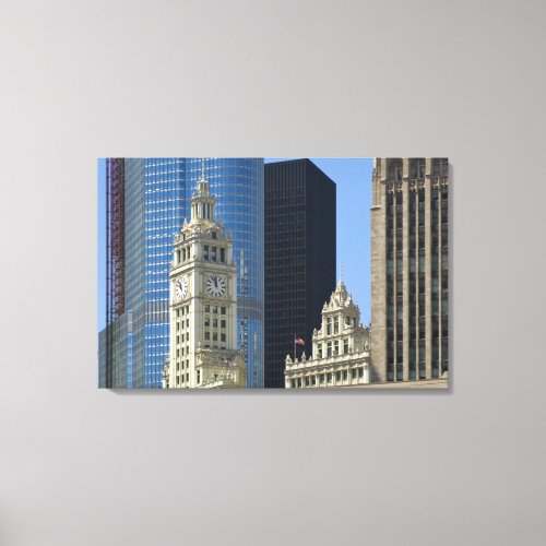 Chicago Wrigley Building with Trump Hotel  Canvas Print
