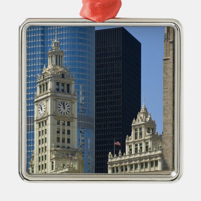 Chicago, Wrigley Building with Trump Hotel & Metal Ornament (Front)