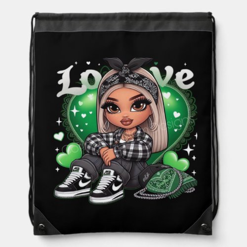 Chican love drawstring bag