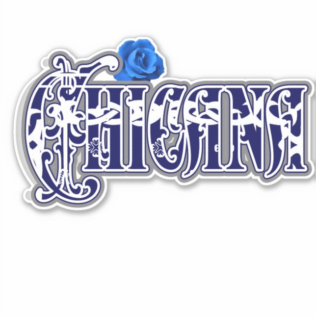 Chicana Blue Rose Car Decal Sticker (Front)