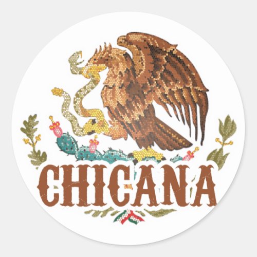 Chicana Mexico Coat of Arms Classic Round Sticker