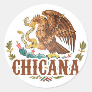 Chicana Mexico Coat of Arms Classic Round Sticker