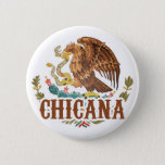 Chicana Mexico Coat Of Arms Pinback Button at Zazzle