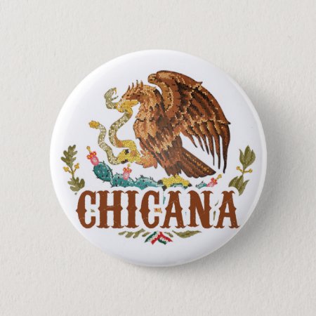 Chicana Mexico Coat Of Arms Pinback Button