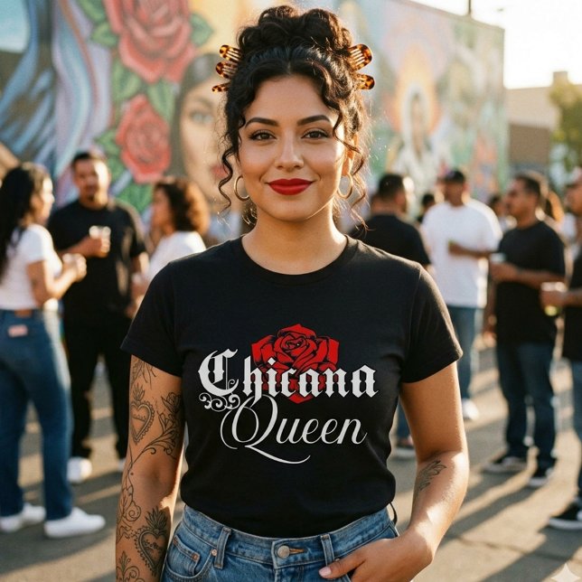 Chicana Queen Red rose tshirt (Chicana Queen Red rose tshirt)