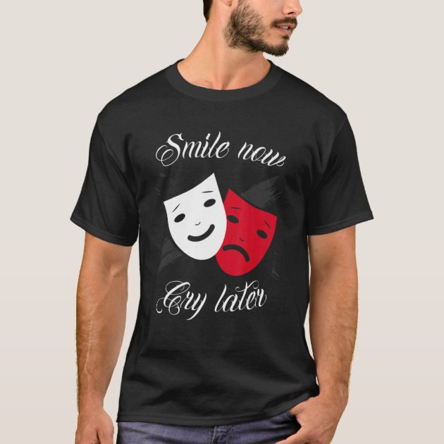 Smile Now Cry Later Chicano Art Mens T-Shirt Print On Shaka Wear  Heavyweight Tee