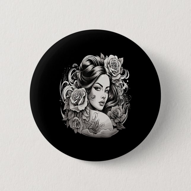 Chicano Chicana La Raza Barrio Tattoo Art Death _2 Button (Front)