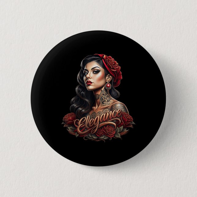 Chicano Chicana La Raza Barrio Tattoo Art Death _5 Button (Front)